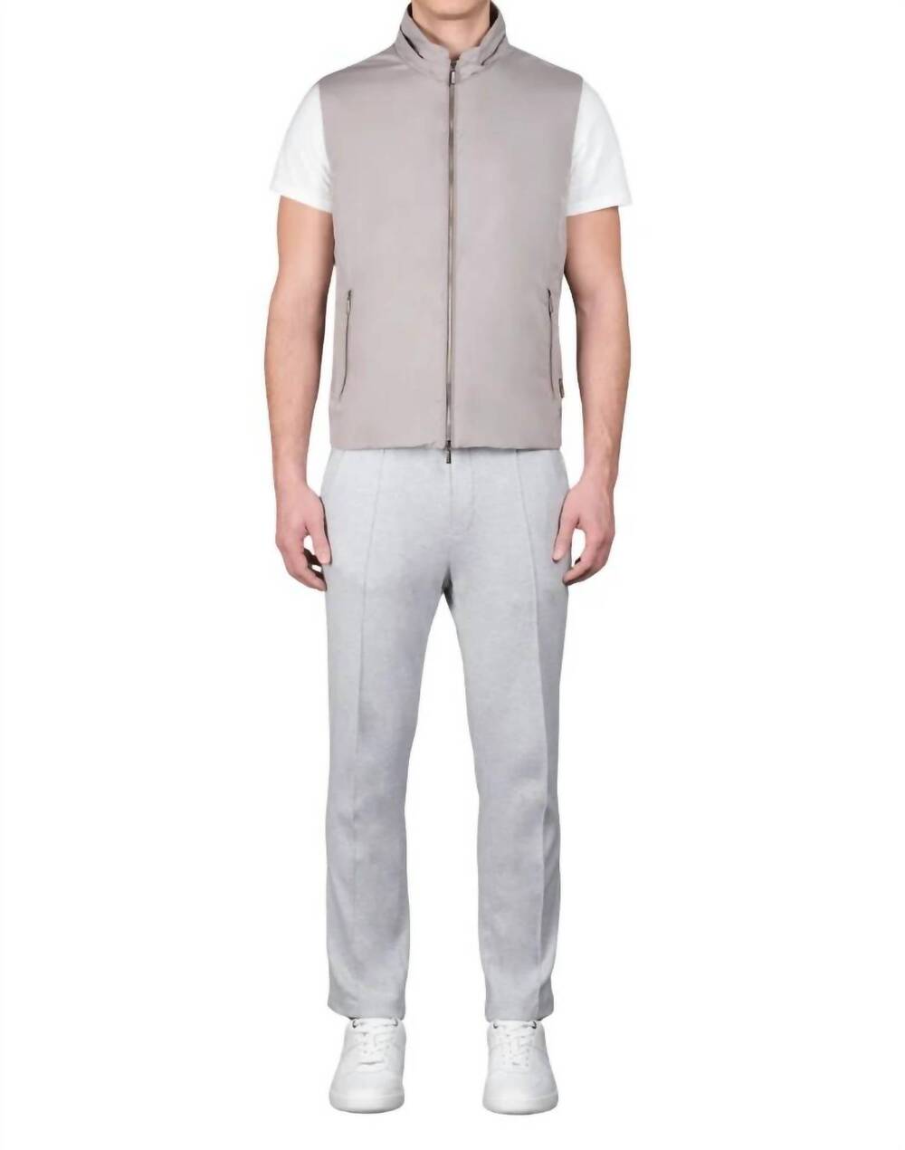 NEW MOORER hooded sleeveless vest in marmo